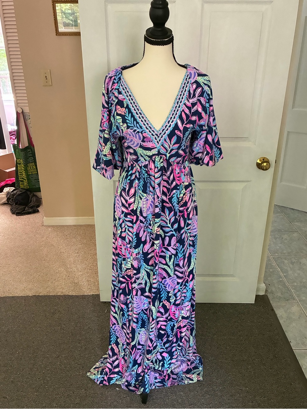 NWT Lilly Pulitzer Manuela Maxi ,Oyster Bay Navy dress